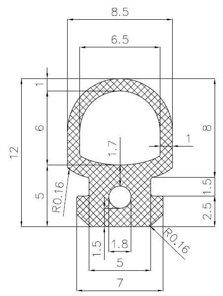 16370170KG - EPDM Gummi-Profile - Abdeckung und T-Profile