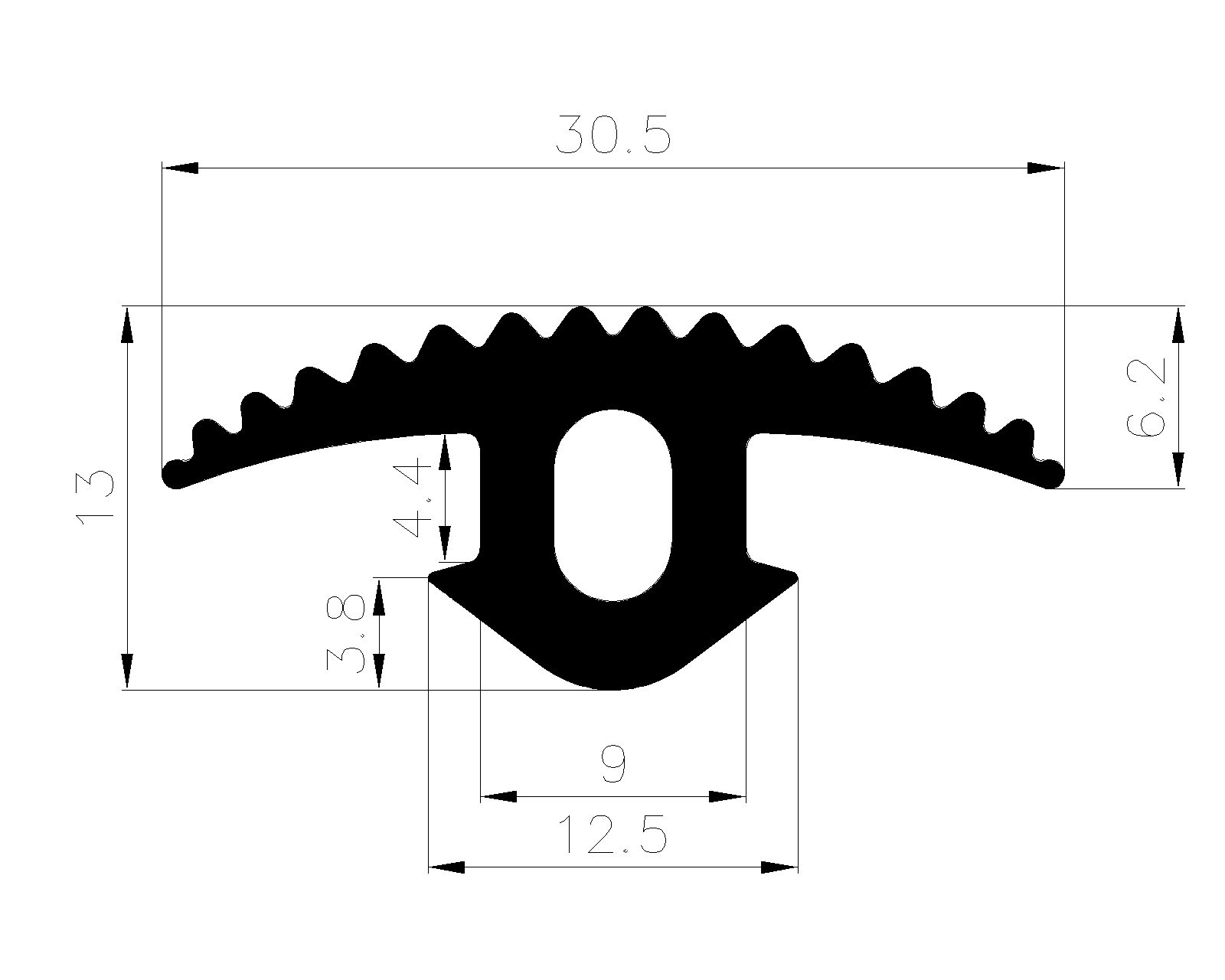 19710380KG - EPDM Gummi-Profile - Abdeckung und T-Profile