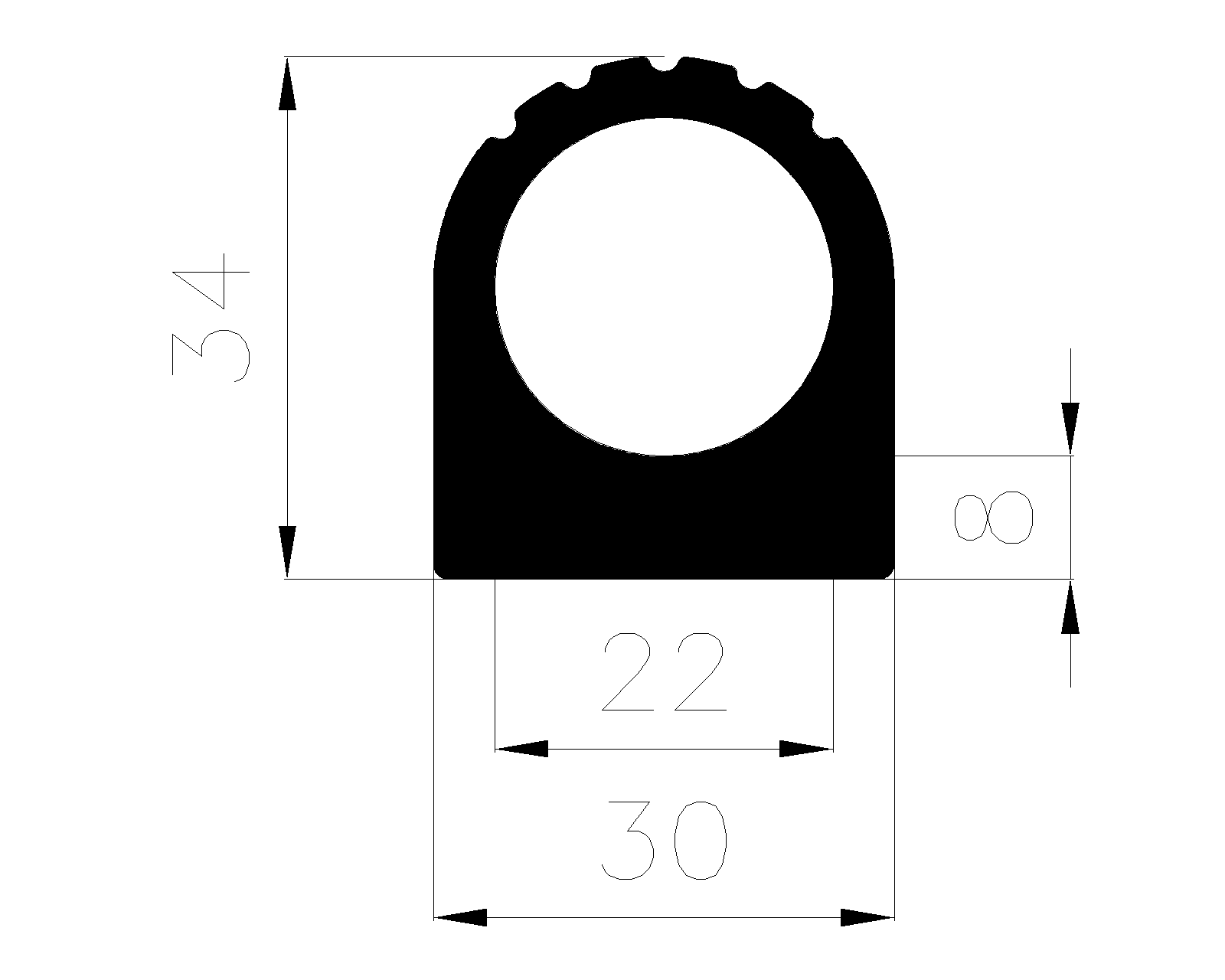 20140365KG - EPDM-Gummiprofile - Halbrundprofile / D-Profile