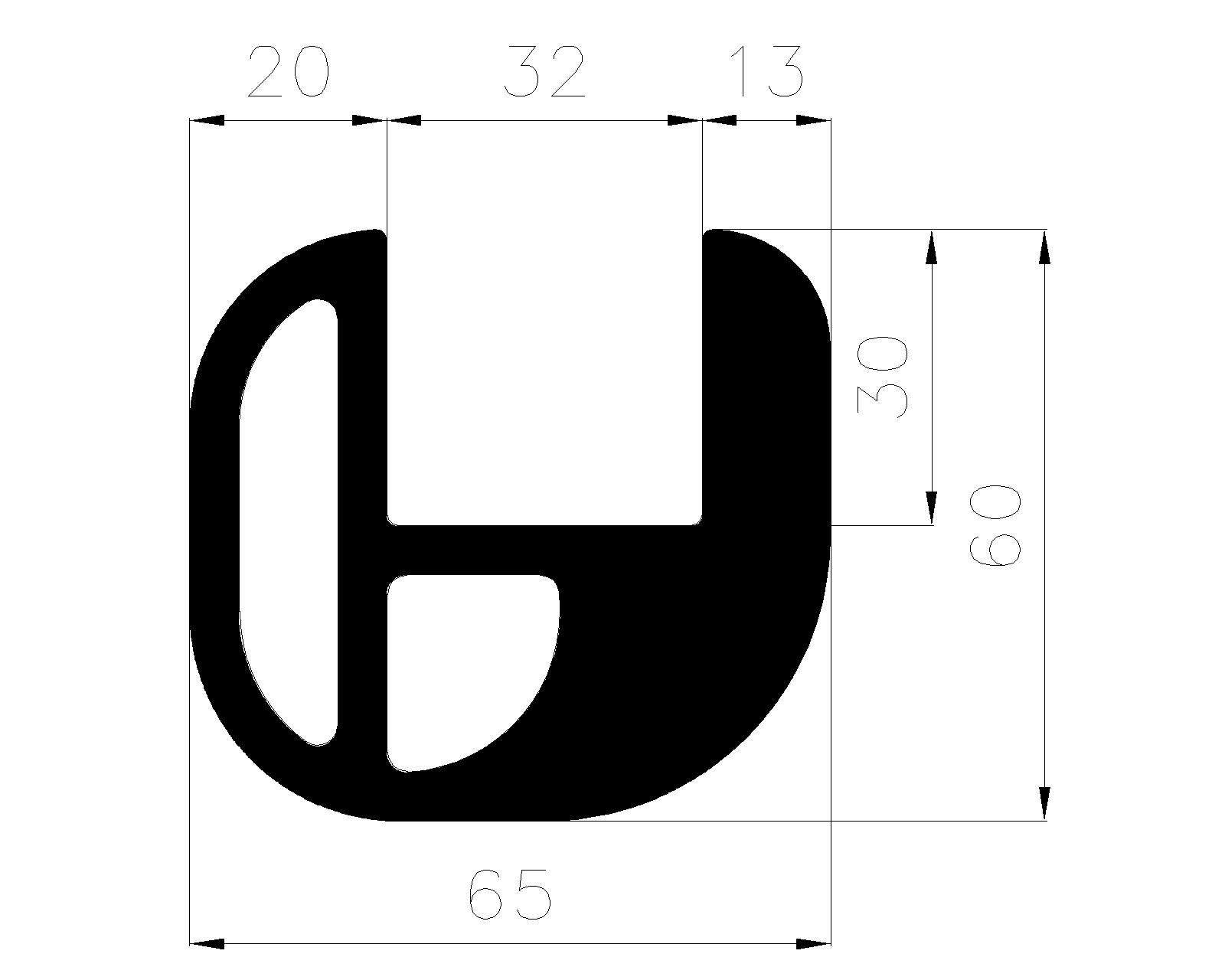 20220365KG - EPDM-Gummi -Profile - U-Profile